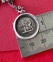 Load image into Gallery viewer, Strength and courage. Oak tree and Lion, Sterling silver heraldry pendant antique was seal impression.