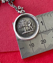 Load image into Gallery viewer, Strength and courage. Oak tree and Lion, Sterling silver heraldry pendant antique was seal impression.