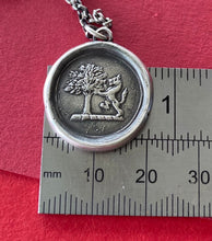 Load image into Gallery viewer, Strength and courage. Oak tree and Lion, Sterling silver heraldry pendant antique was seal impression.