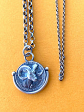 Load image into Gallery viewer, Aries handmade sterling silver pendant. Zodiac sign coin necklace.