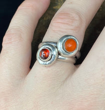 Load image into Gallery viewer, SWALK nugget ring with Garnet. Sterling silver handmade ring.  Made to order in your size.
