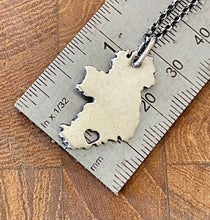 Load image into Gallery viewer, My Heart is in Ireland, choose your County.  Handmade, sterling silver map of Ireland.  Dublin, Wexford, Cork, Belfast, Waterford, Kerry