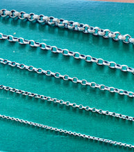 Load image into Gallery viewer, 4mm rolo belcher chain.  Made in your size. Sterling silver chain with lobster clasp. Oxidised and hand polished.