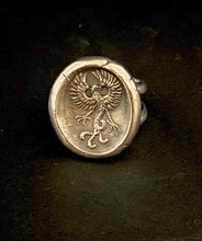 Load image into Gallery viewer, Phoenix rising. Split shank double band.  Sterling silver  meaningful ring.  Inspirational jewellery.