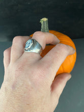 Load image into Gallery viewer, Reserved listing .  Sterling silver skull cameo ring.  Size 10 hand made sardonyx cameo ring