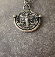 Load image into Gallery viewer, Libra handmade sterling silver pendant. Zodiac sign coin necklace.