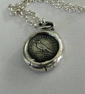 God Feeds the Ravens…. sterling silver antique wax letter seal. Religious pendant featuring a crow or raven