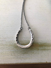 Load image into Gallery viewer, Lucky horse shoe necklace. Sterling silver good luck necklace.  You choose the length.