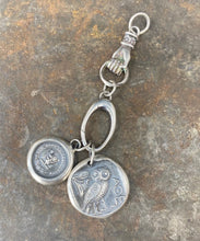 Load image into Gallery viewer, Sterling silver Victorian charm holder.  New improved design. Lovely to hang your treasures on. Sterling antique wax seal holder.