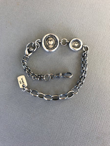 Victorian chunky silver bracelet, handmade bracelet, customised gift for her. Wonderful unique bracelet with antique wax letter seals.