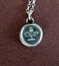 Load image into Gallery viewer, Independence, Acorn pendant. Antique wax letter seal impression, sterling silver acorn
