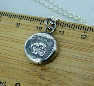 Protect you… Garde a vous, wax seal impression. Panther crouching, sterling silver