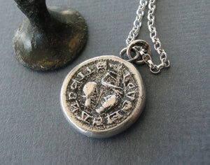 Love Me and I Thee…. medieval wax seal impression in Sterling silver.  Antique wax seal, romantic, sentimental.