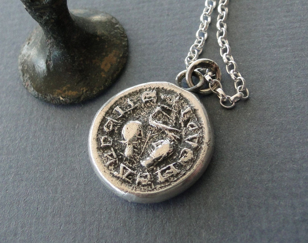 Love Me and I Thee…. medieval wax seal impression in Sterling silver.  Antique wax seal, romantic, sentimental.