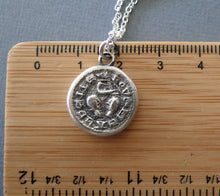 Load image into Gallery viewer, Love Me and I Thee…. medieval wax seal impression in Sterling silver.  Antique wax seal, romantic, sentimental.
