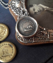Load image into Gallery viewer, A Bon Chat, Bon Rat..... Antique wax seal pendant.  Good cat, good rat.... tit for tat, Quid pro quo.