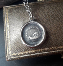 Load image into Gallery viewer, A Bon Chat, Bon Rat..... Antique wax seal pendant.  Good cat, good rat.... tit for tat, Quid pro quo.
