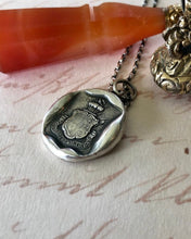 Load image into Gallery viewer, Death rather than dishonor.... Mali Mori qualm foedari.  Antique was letter seal impression.  Sterling silver meaningful jewelry.