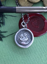 Load image into Gallery viewer, Destiny separates us in vain. Antique wax letter seal jewelry. sterling silver long distance pendant.