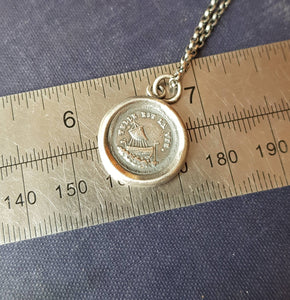 Telle est la vie, such is life boat pendant.  Antique wax letter seal. Rough seas, weathering storms.