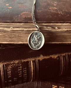 Two Guiding lights, Love God, Love thy neighbour, bible reference antique wax letter  seal.  Eagle and sword, advice for a good life.