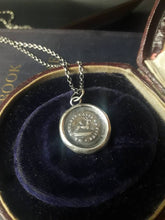Load image into Gallery viewer, Pain causes me to flee, you wound me. Sterling silver oxidized pendant. Antique wax letter seal. Swalk