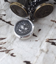 Load image into Gallery viewer, While I live I&#39;ll crow, rooster, cockerel, cocky, confident, self confidence. Wax seal necklace.