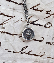 Load image into Gallery viewer, While I live I&#39;ll crow, rooster, cockerel, cocky, confident, self confidence. Wax seal necklace.