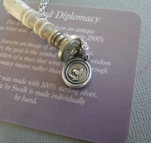 Load image into Gallery viewer, Wisdom and diplomacy. Goat or Ibex, antique wax seal impression, sterling silver
