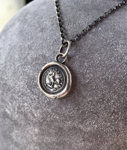 Load image into Gallery viewer, While I live I&#39;ll crow, rooster, cockerel, cocky, confident, self confidence. Wax seal necklace.