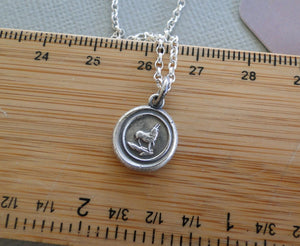 Wisdom and diplomacy. Goat or Ibex, antique wax seal impression, sterling silver