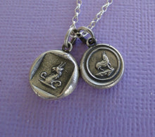 Load image into Gallery viewer, Wisdom and diplomacy. Goat or Ibex, antique wax seal impression, sterling silver