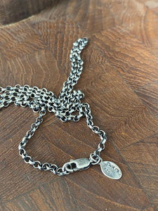 Sterling silver Rolo chain.  Medium weight silver chain with strong clasp. 2.4mm Belcher chain