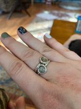 Load image into Gallery viewer, Pair of stacking rings.... Shamrock and Thistle, emblems of Ireland and Scotland. Sterling silver stackable rings.  Antique wax letter seal