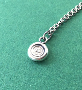 Shamrock wax seal necklace. Irish jewelry, lucky charm necklace.  Tiny shamrock pendant from Ireland