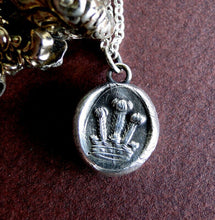 Load image into Gallery viewer, Crown, antique wax seal impression, sterling silver, choice of neck pieces.