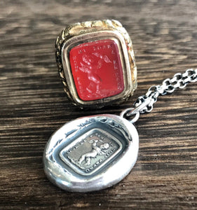 Silver cupid pendant, if I lose it I am lost.  antique wax letter seal. Romantic wax seal impression. Handmade cupid pendant.