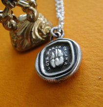Load image into Gallery viewer, Love Makes us one, sterling silver, antique wax seal impression in sterling silver