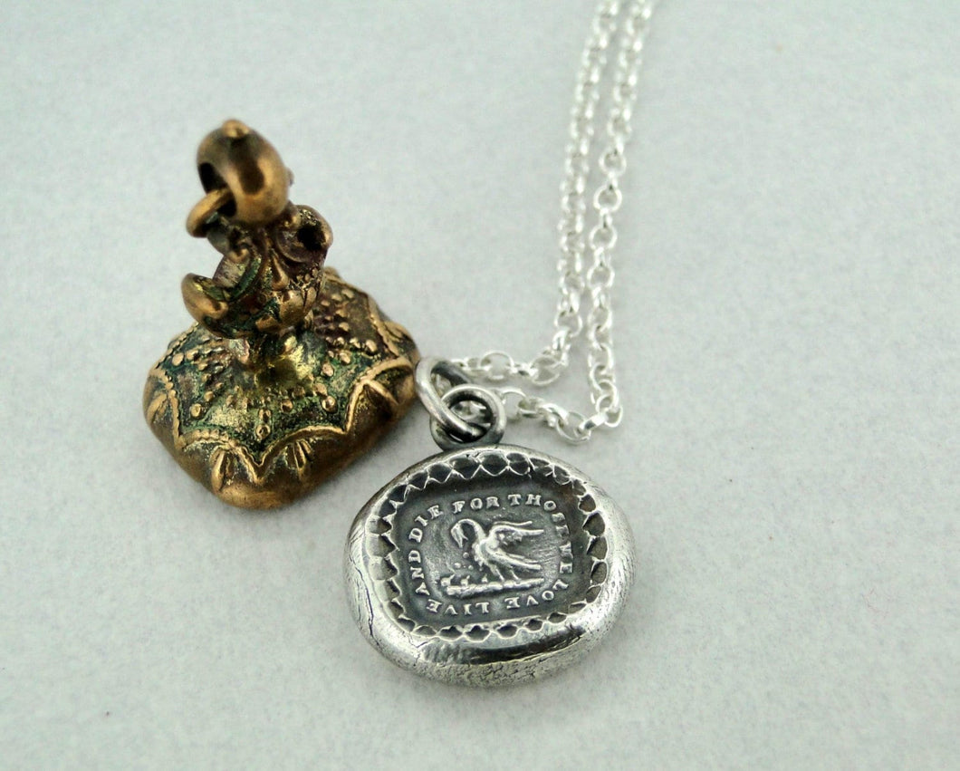 Pelican in her piety, parenthood necklace.  Family pendant, mother nurturing her young. Silver Mother or father gift,  chicks in a nest.