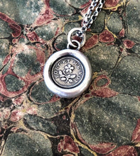 Load image into Gallery viewer, Forget me not, antique wax seal pendant, romantic, sterling silver impression of wax seal.