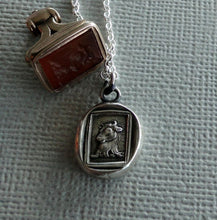Load image into Gallery viewer, Bull… Valour, Bravery, and generosity. Sterling silver necklace, Antique wax  seal impression, handmade pendant, meaningful, mindful gift