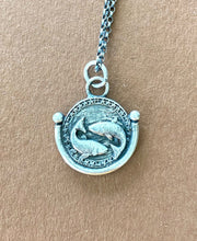 Load image into Gallery viewer, Pisces handmade sterling silver pendant. Zodiac sign coin necklace.