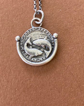 Load image into Gallery viewer, Pisces handmade sterling silver pendant. Zodiac sign coin necklace.