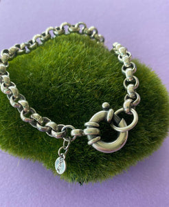 Belcher Chain bracelet.  Large bolt ring clasp.  Made to order in your size.