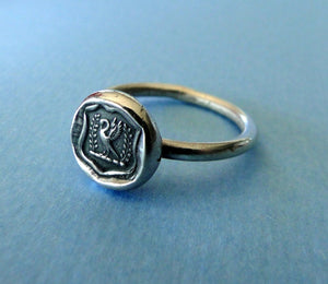 Swan Ring,  wax seal jewelry, sterling silver, amulet.