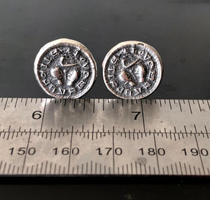 Silver love token cufflinks.  Medieval antique wax letter seal. wedding gift for groomsman or romantic gift
