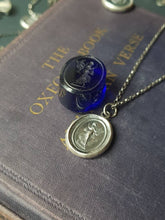 Load image into Gallery viewer, Goddess pendant. Antique wax letter seal jewelry . Sterling  Silver Greek muse pendant. Greek goddess of music, poetry and dance