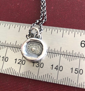 May it watch o&#39;er you.  Eye of Providence.  Antique wax letter seal pendant. Sterling handmade necklace.