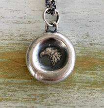 Load image into Gallery viewer, Eagle wax seal pendant.  Antique wax seal necklace. sterling letter seal stamp.