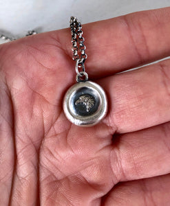 Eagle wax seal pendant.  Antique wax seal necklace. sterling letter seal stamp.
